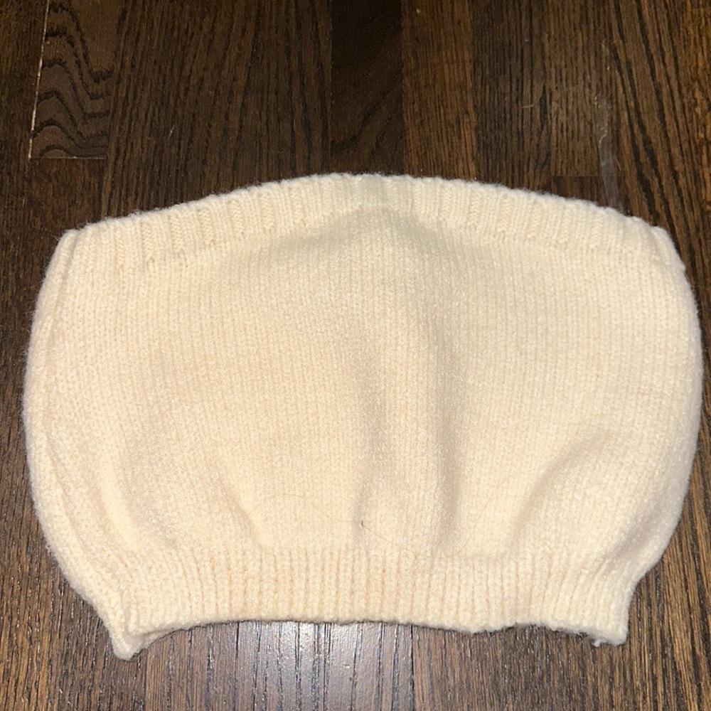 Blue Blush Knit Tube Top Ivory